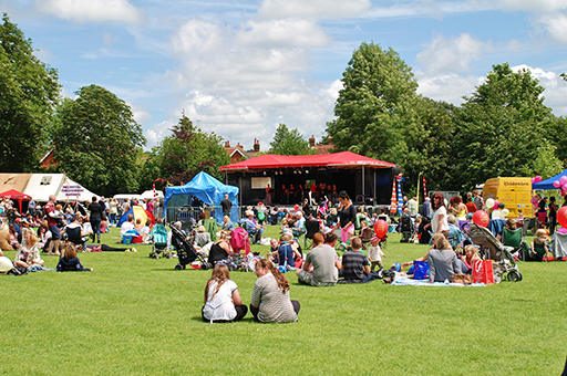 An outdoor festival or fayre.