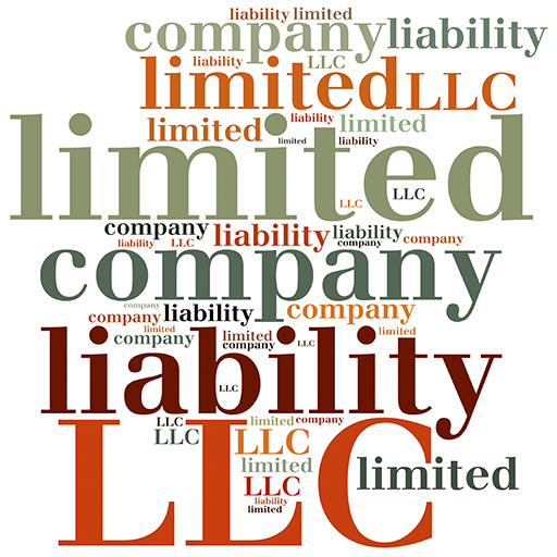 Word cloud including words relating to a limited company, e.g. liability, LLC, limited and company.