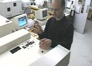 Sample is being fed into mass spectrometer