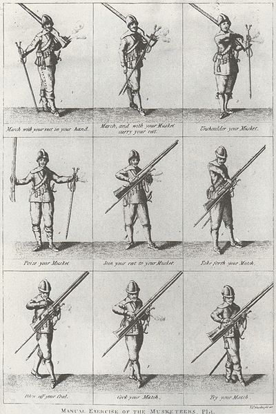 A detail from the Musketeer's manual of the New Model Army