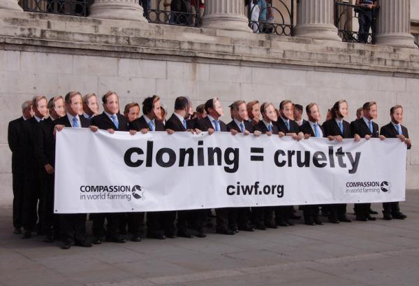 Compassion In World Farming protest against cloning