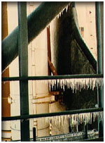 Icicles formed on the launch platform (courtesy of NASA)