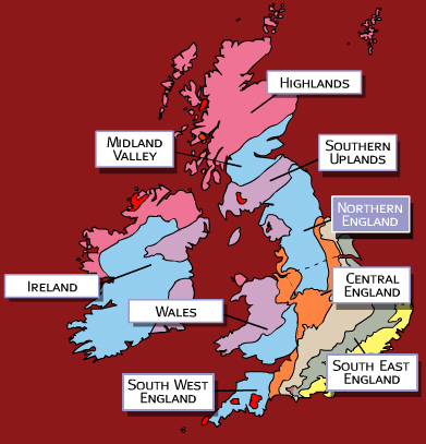 Map of the UK colour-coded by rock type