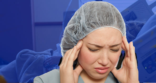 A nurse has a moment of stress