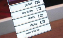 Prices in a clothes shop window