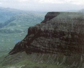 Hillside showing strata of rock
