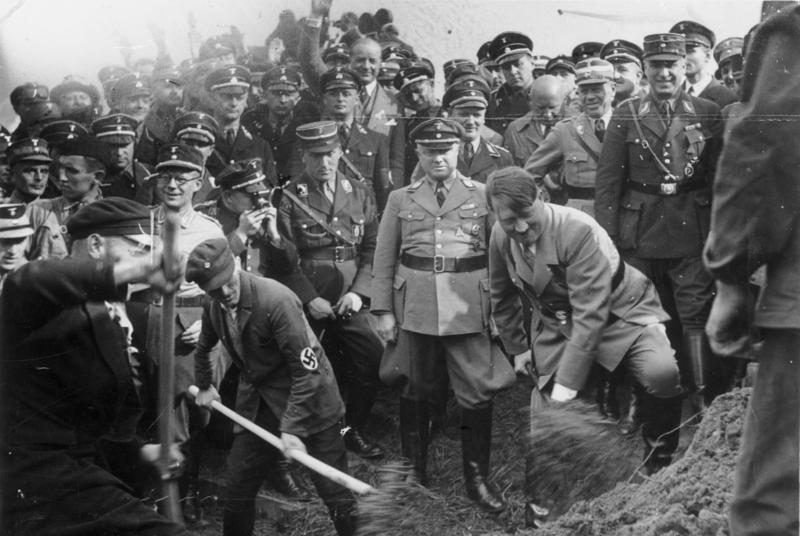 Adolf Hitler attends a groundbreaking for an autobahn project