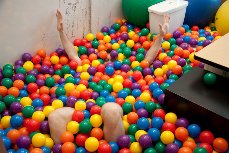A ball pit in an office