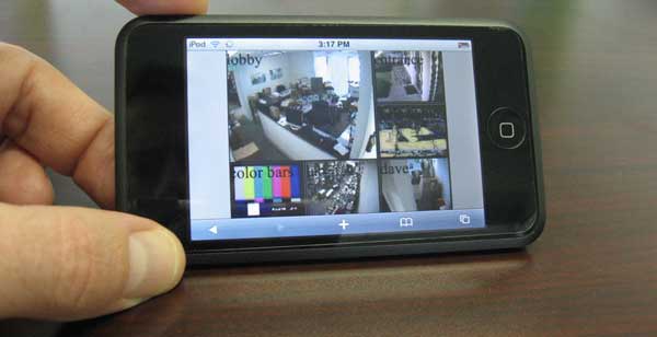 CCTV cameras being monitored via an iPod [Image: Exacq under CC-BY-NC licence]