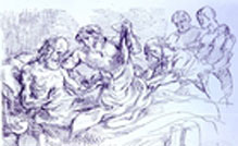 Elderly man in bed by Delacroix