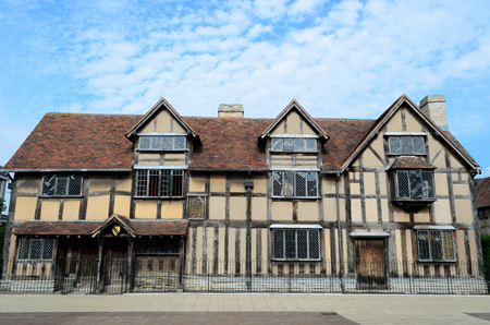 The timbered house in Stratford-upon-Avon which is believed to be the birthplace of William Shakespeare.