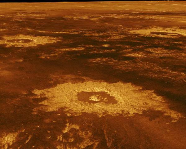 Three craters in Lavinia Planitia
