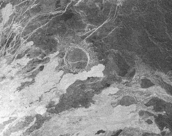 A radar image show lava flows