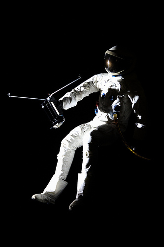 Astronaut floating in space.