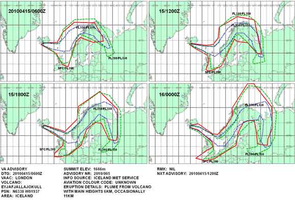Official Volcanic Ash Graphic dated 15 April  