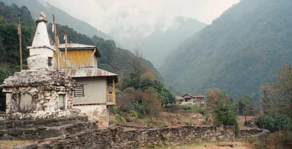 Gompa at Yamphudin in the foothills of Kanchenjunga