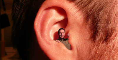 A tiny man in an ear