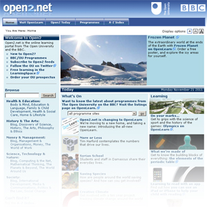 Screengrab of the old Open2 site