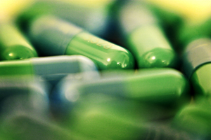 Green antibiotic pills