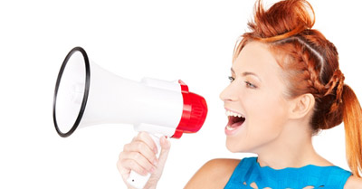 Woman with megaphone