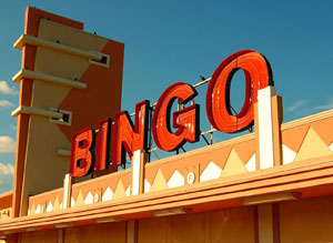 Sign on roof of bingo hall