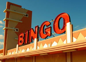Sign on roof of bingo hall