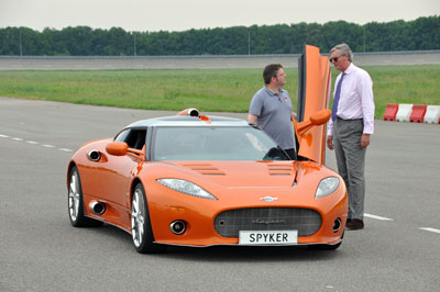 Spyker car at test track