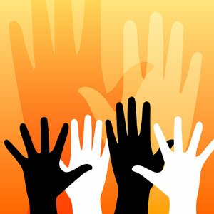 Raising hands illustration