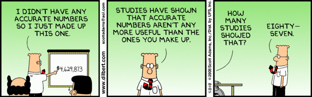 Dilbert cartoon strip about statistics