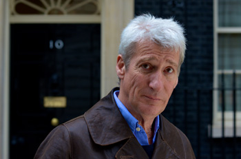 Jeremy Paxman stands outside 10 Downing Street