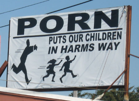A poster with an anti-pornography message