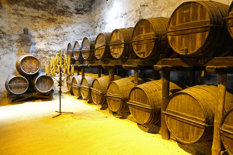 Old sherry barrels in Jerez de la Frontera in Andalusia, Spain