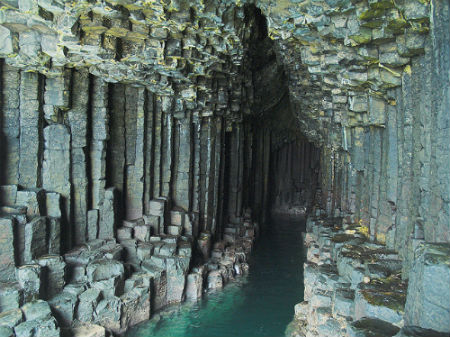 Fingal's Cave in Scotland - known for its hexagonal basalt columns.