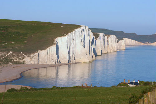 Seven Sisters cliffs showing the chalky geological features.