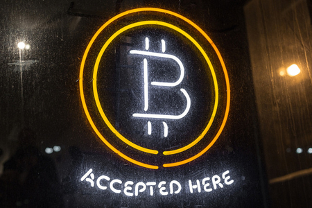 Bitcoin Accepted Here neon sign