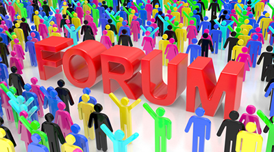 stick men around the word 'forum'