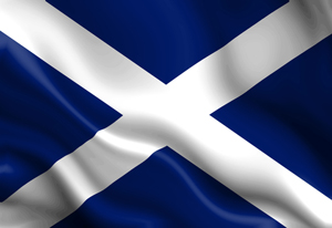 Scottish flag waving in the wind