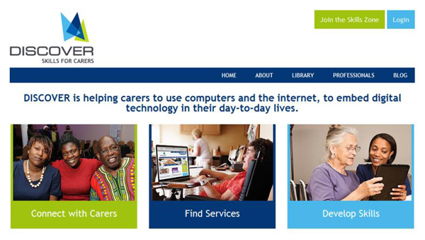 Image of Discover's home page. 