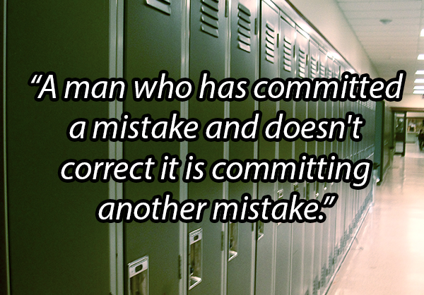 photo of lockers with a Confucius quote