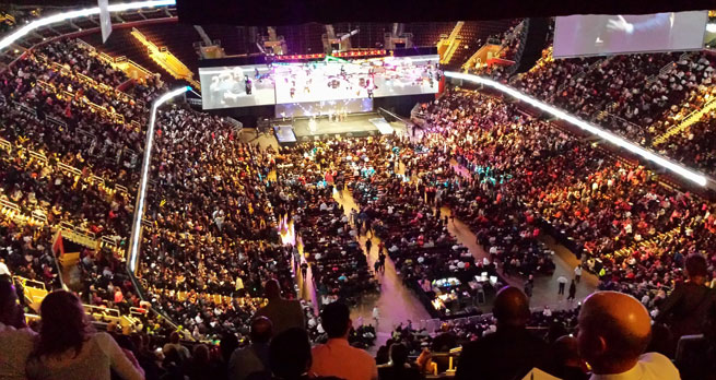 A convention held in a stadium