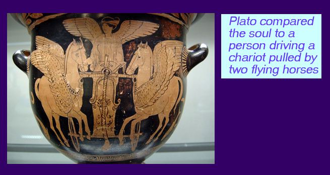Plato compared the soul to a person driving a chariot pulled by two flying horses