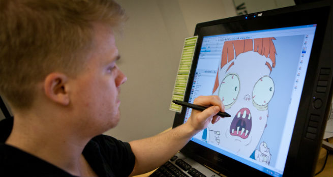 A student animator at the Vancouver Film School