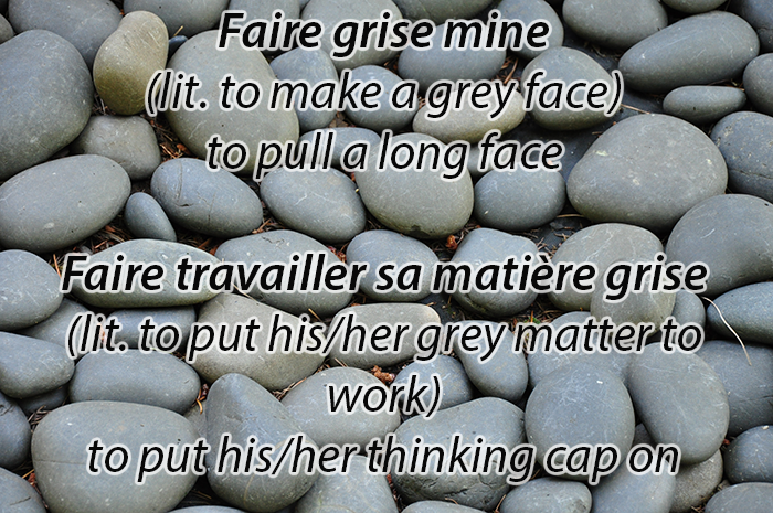 Image of grey with French idioms concerning the colour grey written across the image