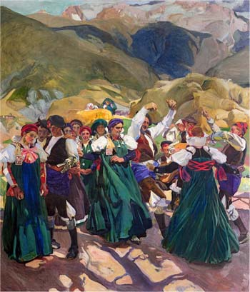 Spanish dancing festival, painted on oil canvas by Joaquín Sorolla.
