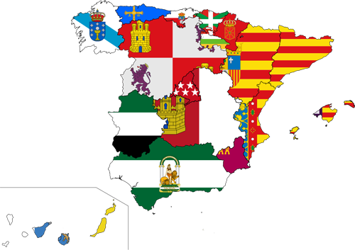 Map of all flags used in Spain