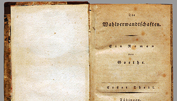 1809 title page of German polymath Goethe's Elective Affinities or "Die Wahlverwandtschaften" (German)
