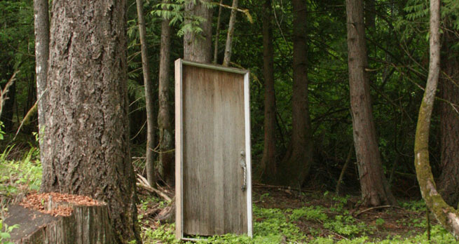 Door outside in the woods