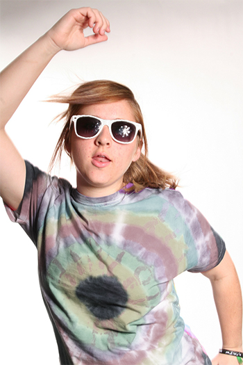 Girl in colourful t-shirt