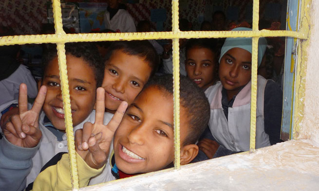 Sahrawi refugee children, photographed in the Algerian desert, 2012