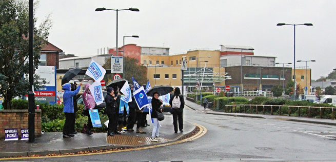 Royal College Of Midwives Picket The West Middlesex Hospital, Isleworth , October 2014